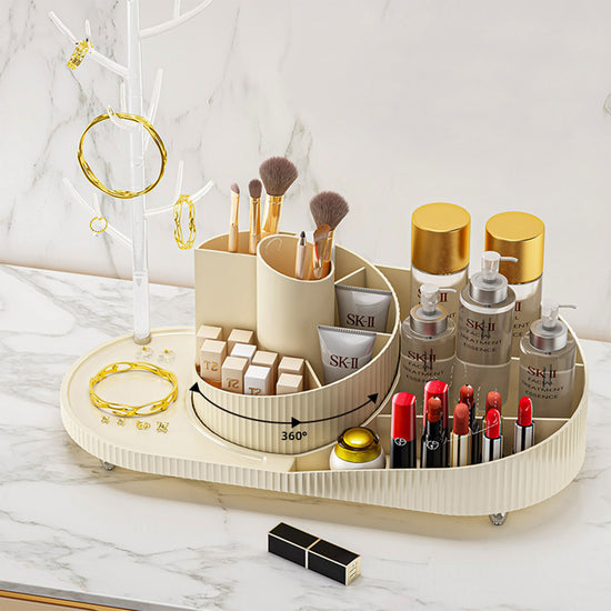 Rotating Makeup Organizer With Jewelry Storage