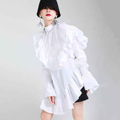The Wears A Thin Dress With Wooden Ears